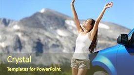  Presentation with car park - Cool new presentation design with cheerful and happy summer road backdrop and a tawny brown colored foreground