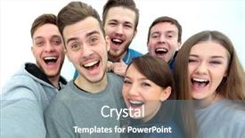  Presentation with university - Theme enhanced with cheerful and happy university student background and a gray colored foreground