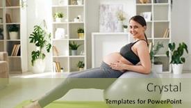  Presentation with pregnant woman - PPT layouts having cheerful-and-healthy-young-pregnant background and a mint green colored foreground