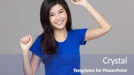 Presentation with asia - Cool new PPT theme with great yeay - cheerful asia woman backdrop and a ocean colored foreground