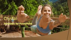  Presentation with exercises - Slide set enhanced with cheerful-athletic-couple-in-sportswear background and a tawny brown colored foreground