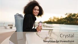  Presentation with water bottle - Audience pleasing slides consisting of cheerful-athletic-sportswoman-smiling backdrop and a soft green colored foreground