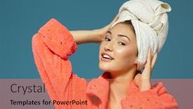  Presentation with teen girl - Presentation having cheerful-attractive-funny-teen-girl background and a coral colored foreground