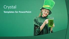  Presentation with green - PPT layouts featuring cheerful-attractive-girl-dressed and a ocean colored foreground
