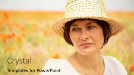  Presentation with embroidery - Amazing presentation design having cheerful-attractive-mid-adult-woman backdrop and a yellow colored foreground