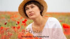  Presentation with embroidery - Amazing presentation theme having cheerful-attractive-mid-adult-woman backdrop and a coral colored foreground