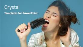  Presentation with sing - Cool new presentation design with cheerful-attractive-teen-girl-sing backdrop and a teal colored foreground