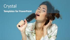  Presentation with teen girl tech - Presentation theme consisting of cheerful-attractive-teen-girl-sing background and a teal colored foreground