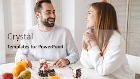  Presentation with birthday cake - PPT theme enhanced with cheerful-attractive-young-couple-celebrating background and a soft green colored foreground