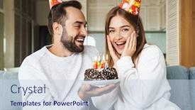  Presentation with birthday cake - Amazing presentation theme having cheerful-attractive-young-couple-celebrating backdrop and a sky blue colored foreground