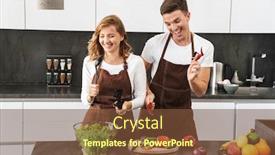  Presentation with cheerful - Slide deck featuring cheerful-attractive-young-couple-wearing background and a tawny brown colored foreground