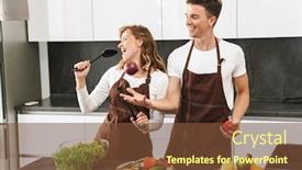  Presentation with cheerful - PPT theme enhanced with cheerful-attractive-young-couple-wearing background and a tawny brown colored foreground