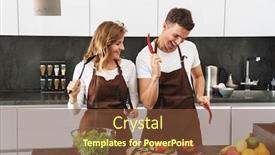  Presentation with cheerful - Slide deck consisting of cheerful-attractive-young-couple-wearing background and a tawny brown colored foreground