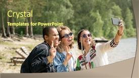  Presentation with beer women - Cool new PPT layouts with cheerful-attractive-young-multi-ethnic backdrop and a tawny brown colored foreground