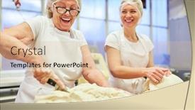  Presentation with dough - Presentation design with cheerful-bakers-cutting-and-kneading background and a lemonade colored foreground