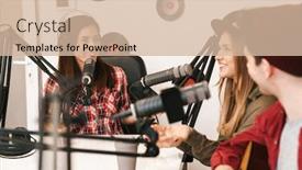  Presentation with radio broadcast - Slide set enhanced with cheerful-band-of-young-musicians background and a soft green colored foreground