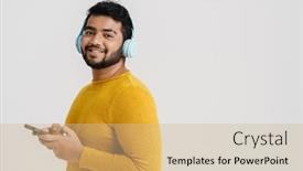  Presentation with yellow music - Slides consisting of cheerful-bearded-indian-guy background and a coral colored foreground