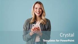  Presentation with cheerful - Theme featuring cheerful-beautiful-blonde-girl-smiling background and a seafoam green colored foreground