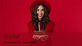  Presentation with birthday cake - Colorful presentation design enhanced with cheerful-beautiful-brunette-girl backdrop and a crimson colored foreground