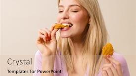  Presentation with nuggets - Colorful presentation enhanced with cheerful-beautiful-girl-smiling backdrop and a coral colored foreground