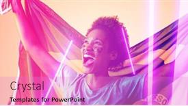  Presentation with face match - PPT theme featuring cheerful-biracial-female-soccer-player background and a lilac colored foreground