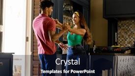  Presentation with young happy couple - Slide set enhanced with cheerful-biracial-young-boyfriend and a  colored foreground