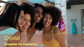  Presentation with summer holiday - Slide deck featuring cheerful-biracial-young-female-friends background and a tawny brown colored foreground