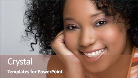  Presentation with black woman - Presentation design featuring cheerful black woman background and a red colored foreground