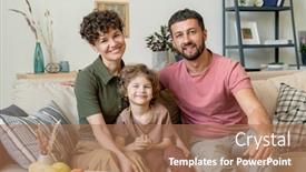  Presentation with living room - Beautiful presentation theme featuring cheerful-blond-little-boy backdrop and a coral colored foreground