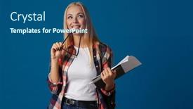  Presentation with planner - Amazing presentation having cheerful-blonde-caucasian-girl-posing backdrop and a ocean colored foreground