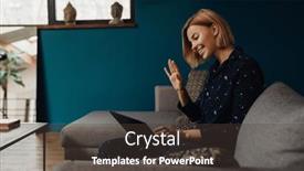  Presentation with apartment - Slide set featuring cheerful-blonde-woman-dressed background and a dark gray colored foreground