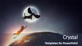  Presentation with dog - PPT theme consisting of cheerful boy and dog mixed background and a tawny brown colored foreground