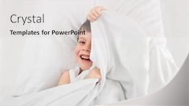  Presentation with cheerful - Presentation enhanced with cheerful-boy-hiding-under background and a light gray colored foreground