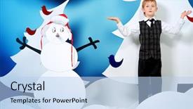  Presentation with fairy night - PPT theme with cheerful boy in a cartoon background and a  colored foreground