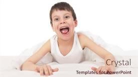  Presentation with bed - Presentation theme consisting of cheerful-boy-in-white-bed background and a lemonade colored foreground