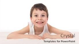  Presentation with bed - PPT theme consisting of cheerful-boy-in-white-bed background and a lemonade colored foreground