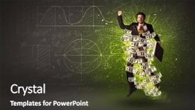  Presentation with business growth dollar - Cool new slides with cheerful businesman jumping with dollar backdrop and a dark gray colored foreground
