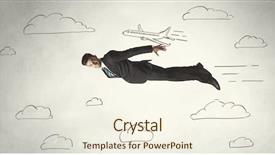  Presentation with flying - Cool new presentation theme with cheerful business person flying backdrop and a cream colored foreground