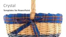  Presentation with cane - Amazing presentation design having cheerful cane basket with checkered ribbon in blue backdrop and a white colored foreground