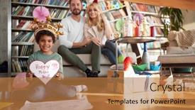  Presentation with afro - Audience pleasing PPT theme consisting of cheerful-caucasian-couple-with-adopted backdrop and a coral colored foreground