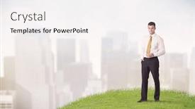  Presentation with faded - Slides enhanced with cheerful caucasian elegant sales manager background and a white colored foreground