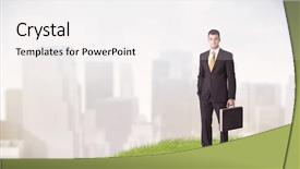  Presentation with faded - Slide deck consisting of cheerful caucasian elegant sales manager background and a white colored foreground