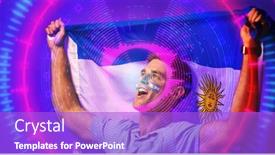  Presentation with abstract circles - Slide deck consisting of cheerful-caucasian-soccer-player background and a purple colored foreground