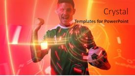  Presentation with chemical - PPT layouts enhanced with cheerful-caucasian-sportsman-with-neon background and a red colored foreground