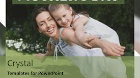  Presentation with sacrifice - PPT theme consisting of cheerful-caucasian-woman-carrying-daughter background and a  colored foreground