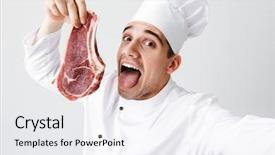  Presentation with cook chef - Presentation consisting of cheerful chef cook wearing uniform background and a sky blue colored foreground