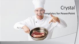  Presentation with cook chef - Colorful presentation theme enhanced with cheerful chef cook wearing uniform backdrop and a  colored foreground