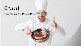  Presentation with cook chef - Presentation theme having cheerful chef cook wearing uniform background and a  colored foreground