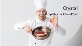  Presentation with cook chef - Audience pleasing presentation consisting of cheerful chef cook wearing uniform backdrop and a  colored foreground