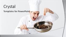  Presentation with cook chef - Presentation theme consisting of cheerful chef cook wearing uniform background and a  colored foreground